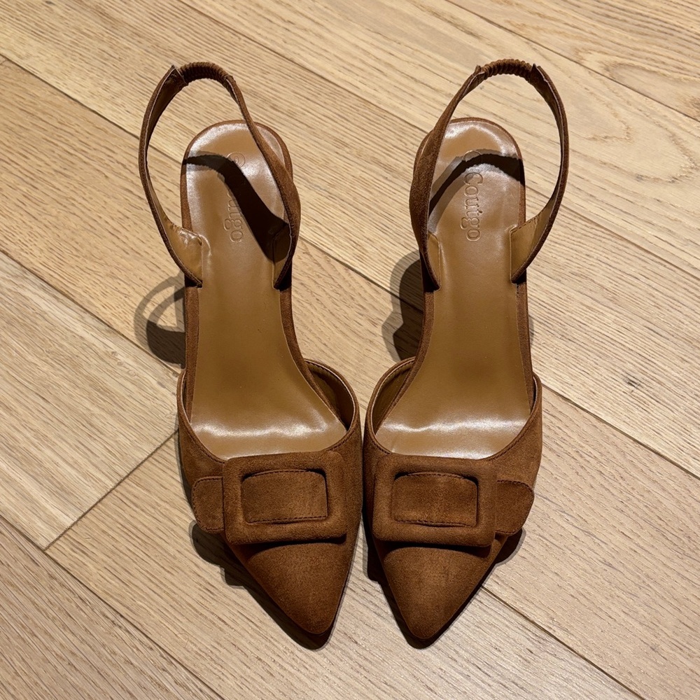 Brown Slingback Kitten heels